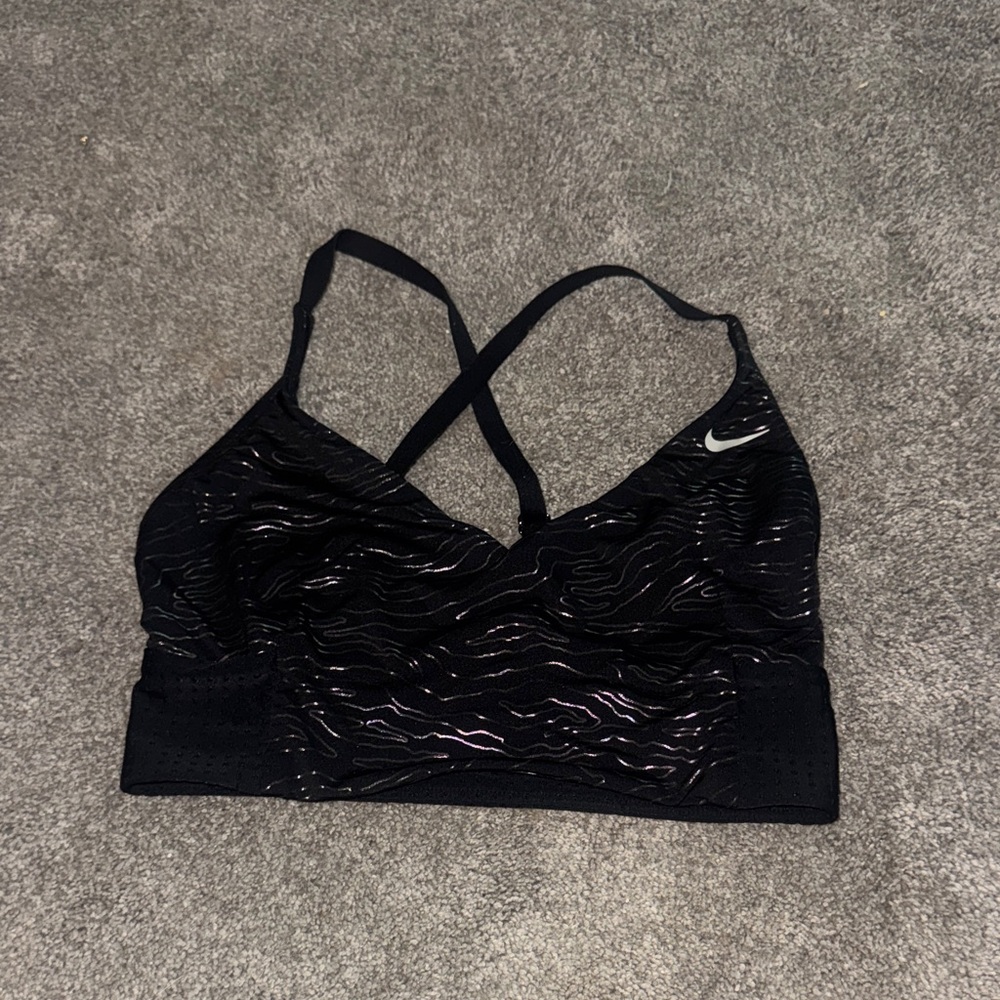 Nike Black and Silver Sports Bra